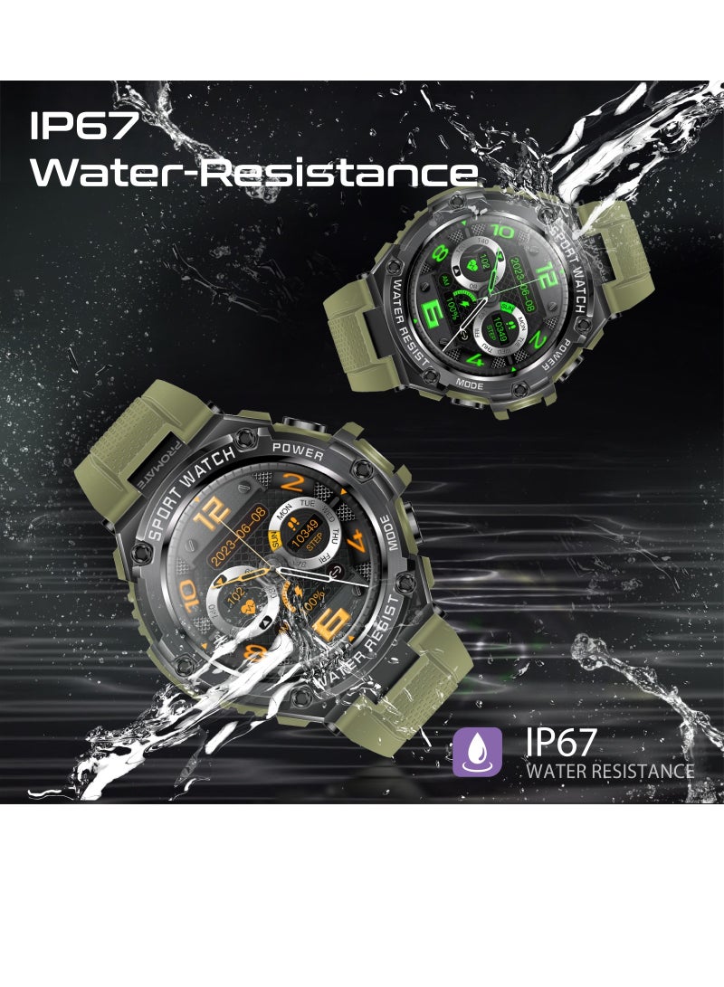 PROMATE - Fitness Tracker, Round-Screen Bluetooth 5.1 Smartwatch with 1.53” TFT Display, Speaker, E-Card Sharing, 80-Day Battery and IP67 Sweat Resistance, XWatch-R19 Green - Image 1