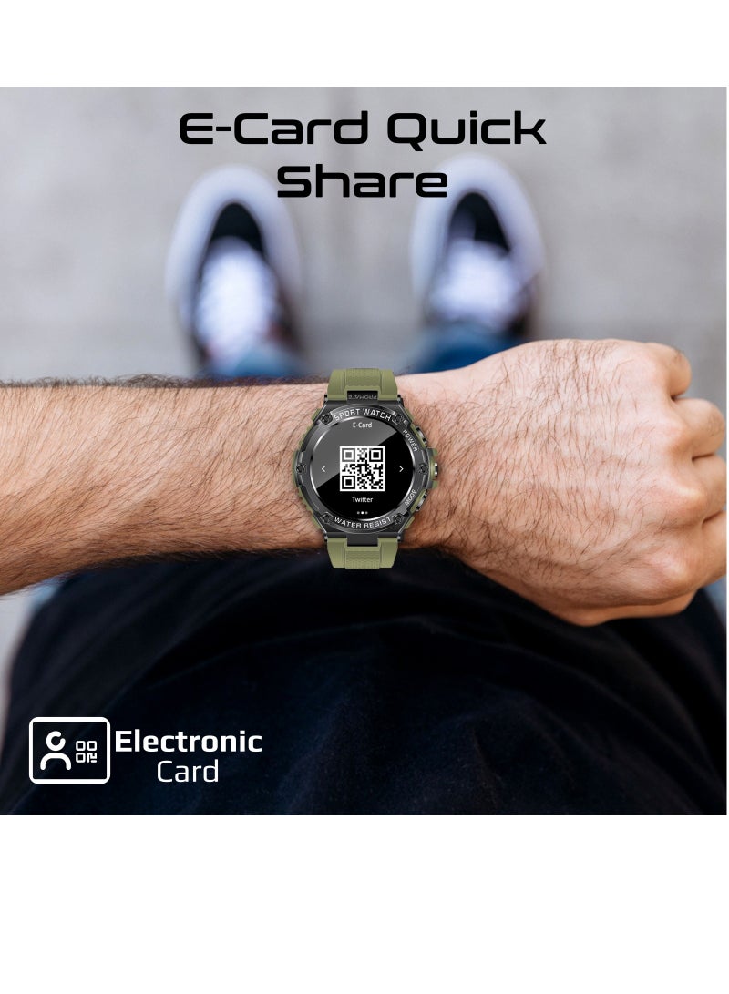PROMATE - Fitness Tracker, Round-Screen Bluetooth 5.1 Smartwatch with 1.53” TFT Display, Speaker, E-Card Sharing, 80-Day Battery and IP67 Sweat Resistance, XWatch-R19 Green - Image 1