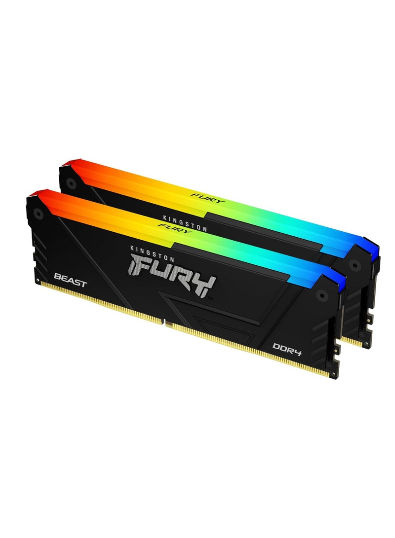 Kingston - Fury Beast RGB 16GB 3600MT/s DDR4 CL17 DIMM (Kit of 2) Computer Memory KF436C17BB2AK2/16 - Image 1