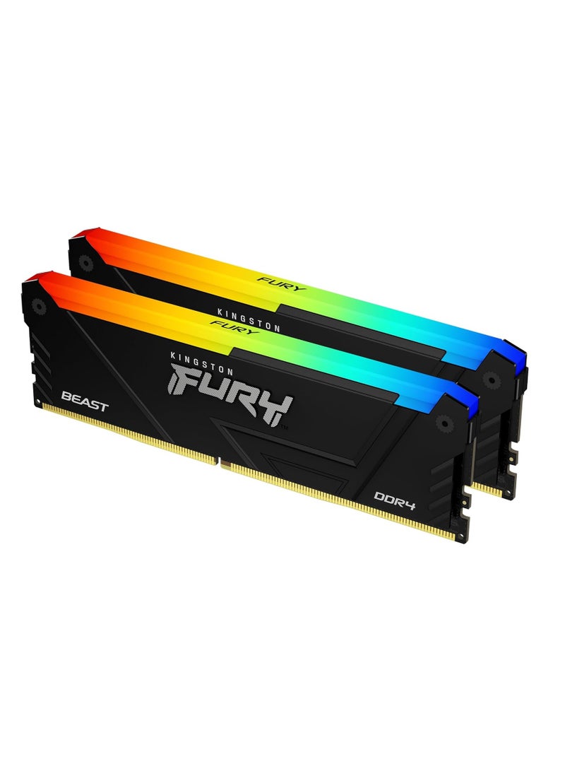 Kingston - FURY Beast RGB 16GB 3200MT/s DDR4 CL16 DIMM (Kit of 2) Computer Memory KF432C16BB2AK2/16 Black - Image 1