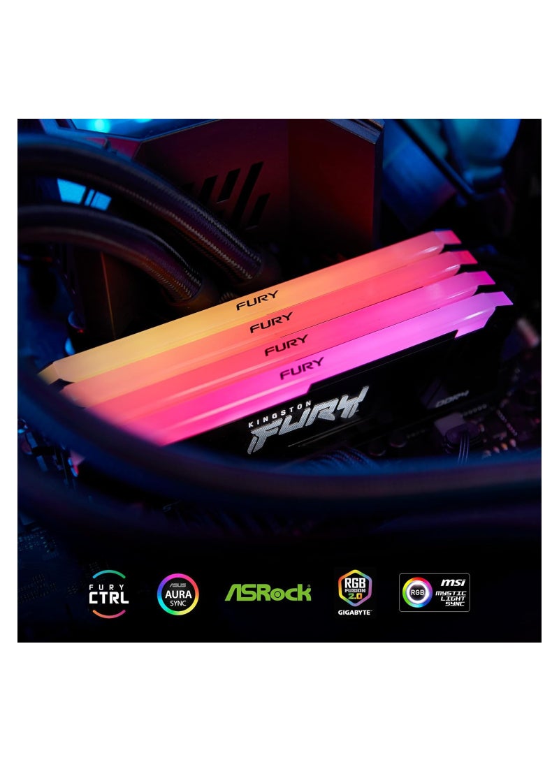 Kingston - FURY Beast RGB 16GB 3200MT/s DDR4 CL16 DIMM (Kit of 2) Computer Memory KF432C16BB2AK2/16 Black - Image 1