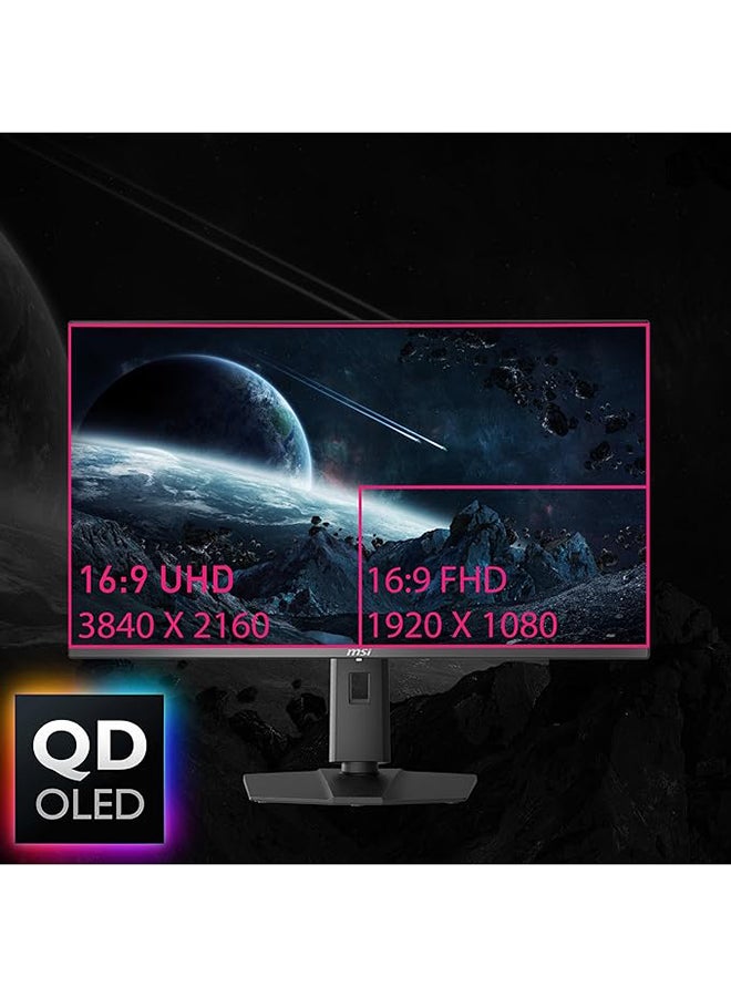 MSI - MPG 321URX Gaming Monitor, 32" 4K UHD Quantum Dot OLED Display, 240Hz Refresh Rate, 0.03ms (GtG) Response Time, AMD FreeSync Premium Pro, 1.07 Billion Colors, HDR10, DisplayHDR 1000, NVIDIA G-SYNC Compatible, HDMI 2.1, USB-C, Wide Color Gamut (DCI-P3 99%), VESA Mountable, Anti-Glare, Built-in KVM Switch, Eye Care Technology, MPG321URX Black - Image 1