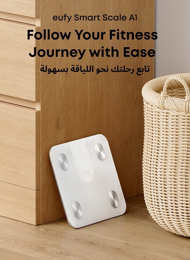 eufy Smart Scale A1 with Bluetooth, Body Fat Scale, Wireless Digital Bathroom Scale, 12 Measurements, Weight/Body Fat/BMI, Fitness Body Composition Analysis, White, lbs/kg T9120K21 White - Image 2