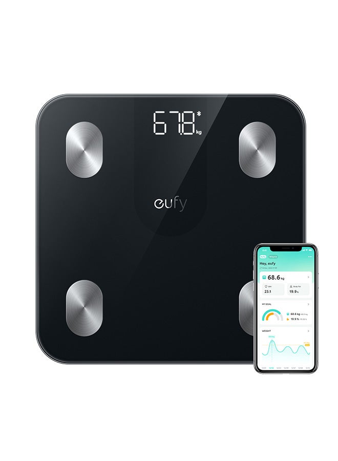 إيوفي ميزان ذكي A1 مع بلوتوث، مقياس دهون الجسم، ميزان حمام رقمي لاسلكي، 12 قياسًا، الوزن/دهون الجسم/مؤشر كتلة الجسم، تحليل تكوين الجسم للياقة البدنية، أسود، رطل/كجم. - Image 1