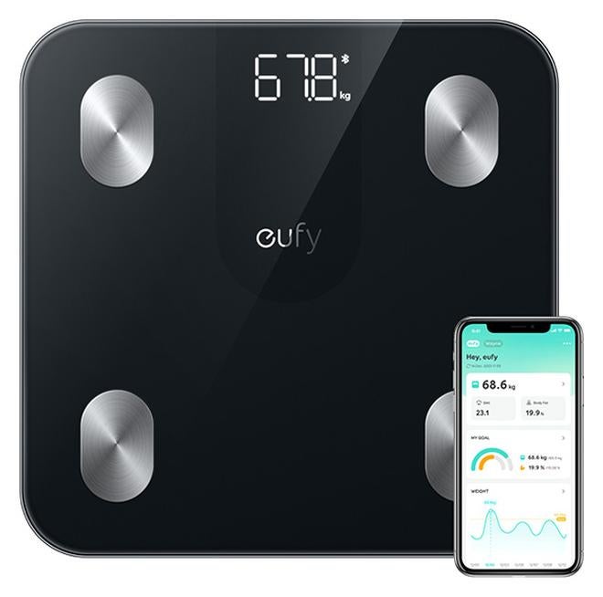eufy Smart Scale A1 With Bluetooth, Body Fat Scale, Wireless Digital Bathroom Scale, 12 Measurements, Weight/body Fat/bmi, Fitness Body Composition Analysis, Black, Lbs/kg. - Image 1