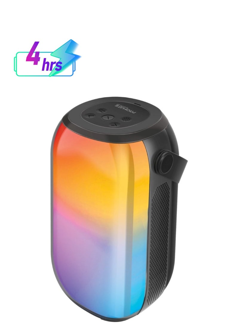 PROMATE RGB Bluetooth Speaker, 20W True Wireless Portable Speaker with Colorful RGB Lights, 4H Long Battery Life, Water-Resistance, Top Handle, Micro SD Card Slot and USB Media Port Black  - Image 1