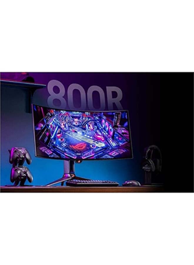 ASUS - 34 inch ROG Swift OLED Ultrawide 800R Curved Gaming Monitor (PG34WCDM) – 21:9 (3440 x 1440), 240Hz, 0.03ms, G-SYNC Compatible, Custom Heatsink, Uniform Brightness, Smart KVM, USB-C 90W PD, 1300nits Black - Image 1