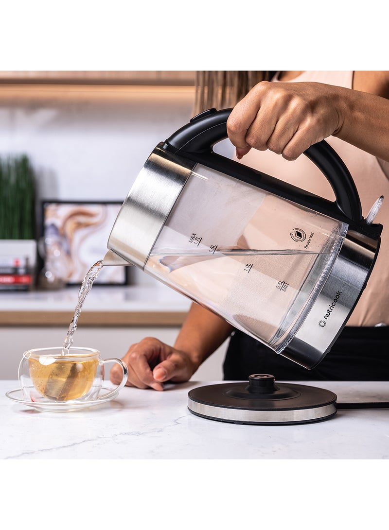 nutricook - Electric Glass Kettle Double Wall with 360° Swivel Base, 1.7L Capacity, Auto Shut-off & Boil Dry Protection with White Light Indicator, 2 Years Warranty 1.7 L 2200 W GK100 clear - Image 1