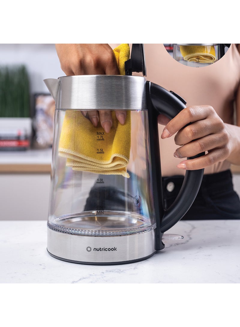 nutricook - Electric Glass Kettle Double Wall with 360° Swivel Base, 1.7L Capacity, Auto Shut-off & Boil Dry Protection with White Light Indicator, 2 Years Warranty 1.7 L 2200 W GK100 clear - Image 1