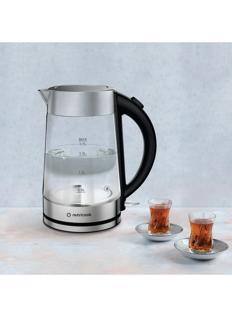 nutricook - Electric Glass Kettle Double Wall with 360° Swivel Base, 1.7L Capacity, Auto Shut-off & Boil Dry Protection with White Light Indicator, 2 Years Warranty 1.7 L 2200 W GK100 clear - Image 1