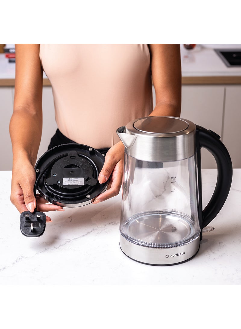 nutricook - Electric Glass Kettle Double Wall with 360° Swivel Base, 1.7L Capacity, Auto Shut-off & Boil Dry Protection with White Light Indicator, 2 Years Warranty 1.7 L 2200 W GK100 clear - Image 1