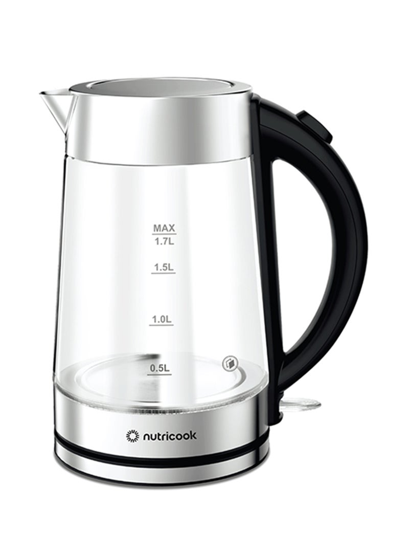 nutricook - Electric Glass Kettle Double Wall with 360° Swivel Base, 1.7L Capacity, Auto Shut-off & Boil Dry Protection with White Light Indicator, 2 Years Warranty 1.7 L 2200 W GK100 clear - Image 1