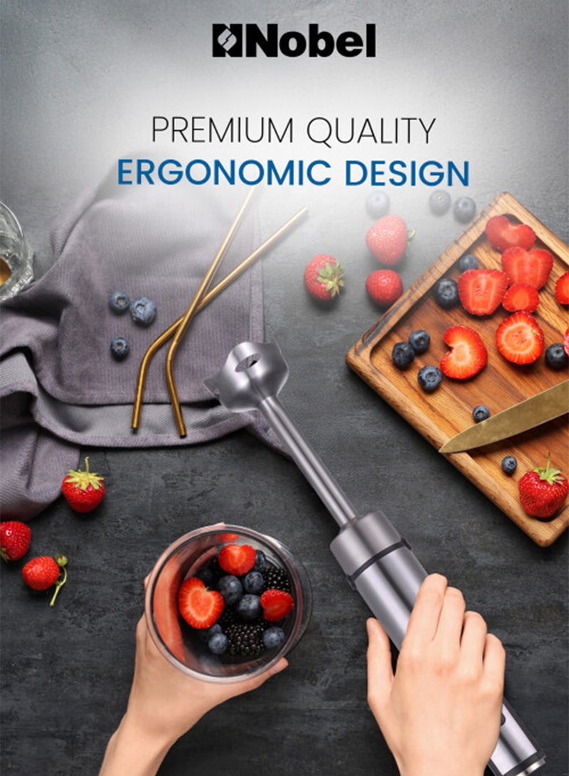 نوبل خلاط يدوي 4 في 1 مجموعة خلاط يدوي متعدد الوظائف، وضع توربو، هيكل من الفولاذ المقاوم للصدأ - Image 4