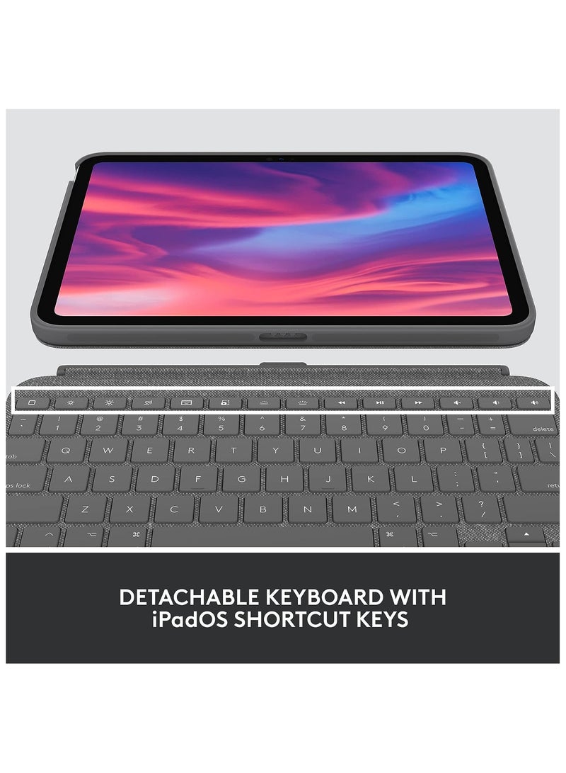 Logitech Combo Touch For Ipad 10Th Generation Keyboard Case, Detachable, Full-size Backlit, Kickstand, Large Precision Trackpad, Smart Connector US-English Layout - Oxford Grey Oxford Grey - Image 2