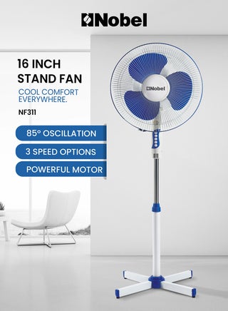 3-In-1 Stand, Wall, and Table Fan 16", 3 Speeds, 85° Oscillation, Powerful 1200 RPM Motor, Quiet Operation, Strong Airflow, 60W Copper Motor 60 W NF311 White - pnsku/N70065877V/45/_/1734445468/276b3c17-28b0-4f93-803e-bef17827fbf9