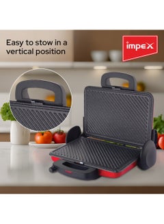 Impex Turkish Toaster Sandwich Maker Anti-Stick Coating 4 Large Slice 3 Temperature Controller 1800 W SW 3607 Red/Black  - Image 4