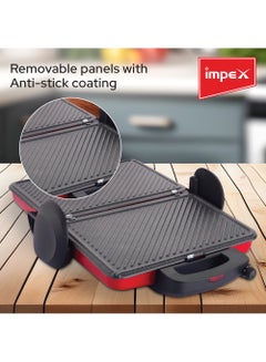 Impex Turkish Toaster Sandwich Maker Anti-Stick Coating 4 Large Slice 3 Temperature Controller 1800 W SW 3607 Red/Black  - Image 5