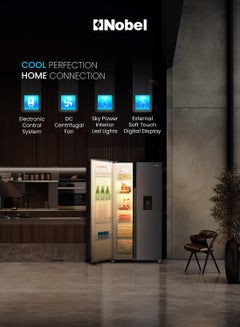 560L Gross / 518 Capacity Side by Side Refrigerator with Water Dispenser, NoFrost, External Handle, LED Light, Twist Ice Maker, Digital Display,Interior Lights, Automatic 560 L NR620WDI Inox - pnsku/N70066012V/45/_/1726641192/52ddb240-f08d-46de-b3ca-134acdde435f