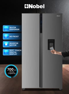 560L Gross / 518 Capacity Side by Side Refrigerator with Water Dispenser, NoFrost, External Handle, LED Light, Twist Ice Maker, Digital Display,Interior Lights, Automatic 560 L NR620WDI Inox - pnsku/N70066012V/45/_/1726641192/fdf19b4a-2bc9-4c72-8bb9-300519554b1e