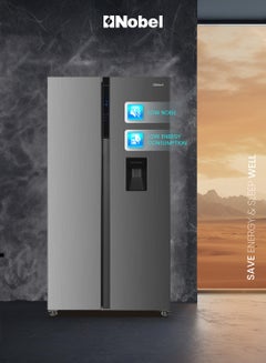 560L Gross / 518 Capacity Side by Side Refrigerator with Water Dispenser, NoFrost, External Handle, LED Light, Twist Ice Maker, Digital Display,Interior Lights, Automatic 560 L NR620WDI Inox - pnsku/N70066012V/45/_/1726641193/9001fc11-e5e1-4c41-acdd-201110756516