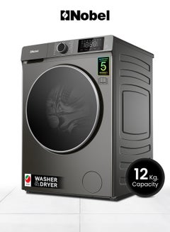 12/8 Premium Combo Washer Dryer with 16 Programs, BLCD Inverter Motor, Fully Automatic Front Load Washing Machine with 8KG Dryer, Dial Touch Control, Child Safety Lock, Quick Wash, 2000W, One year Warranty 2000 W NWM1400WD Dark Silver