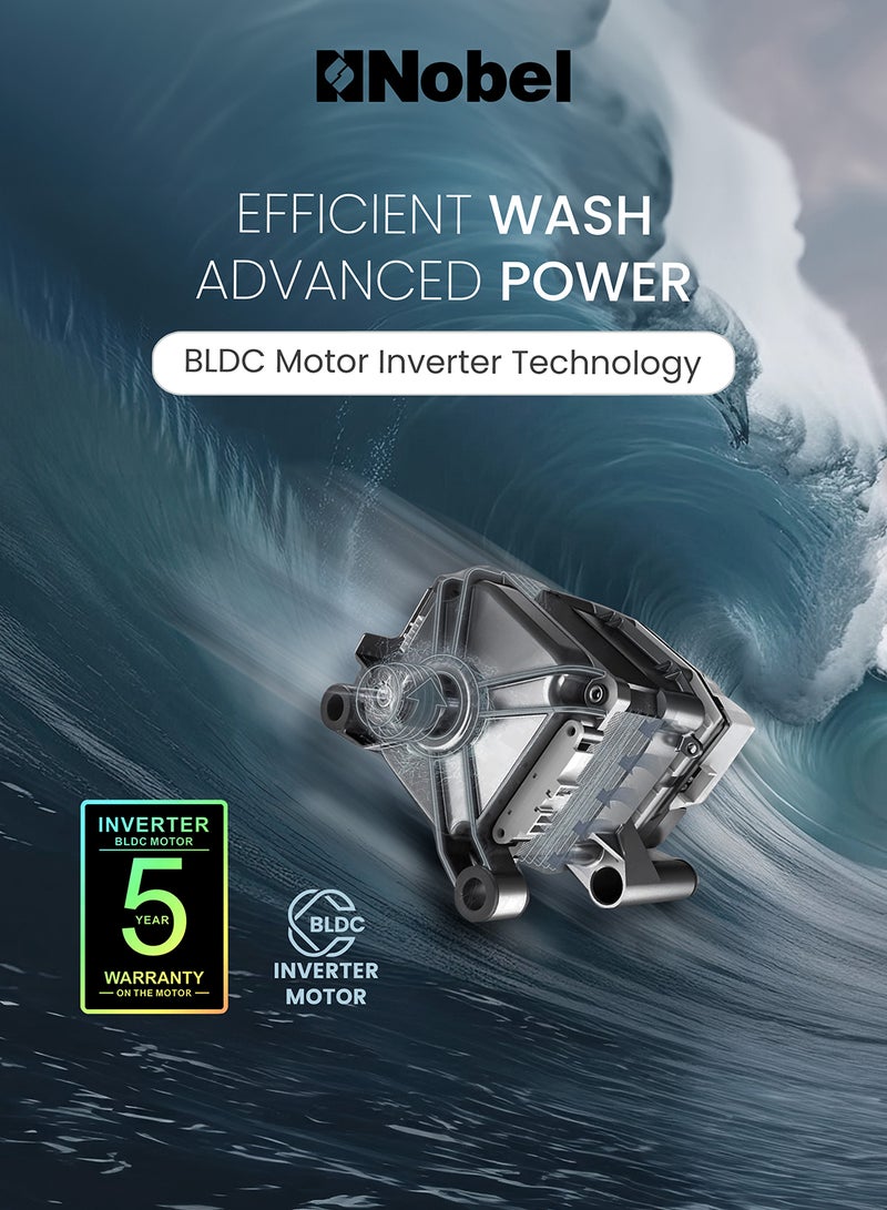 Nobel - 12/8 Premium Combo Washer Dryer with 16 Programs, BLCD Inverter Motor, Fully Automatic Front Load Washing Machine with 8KG Dryer, Dial Touch Control, Child Safety Lock, Quick Wash, 2000W, One year Warranty 2000 W NWM1400WD Dark Silver - Image 1