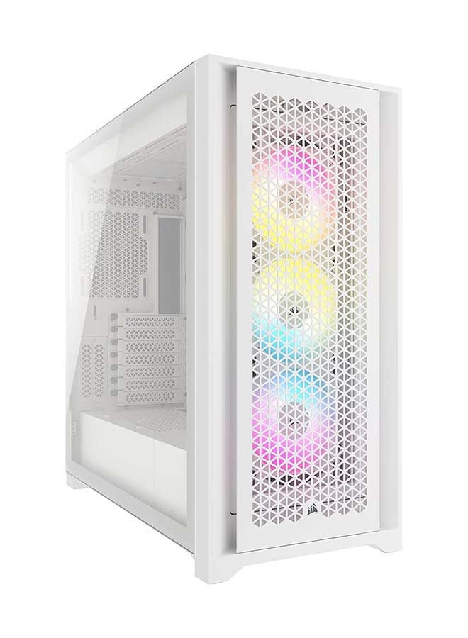 CORSAIR iCUE 5000D RGB Airflow Mid-Tower Case - 3X AF120 RGB Elite Fans - iCUE Lighting Node PRO Controller - High-Airflow Design - CORSAIR RapidRoute Cable Management System - True White White  - Image 1