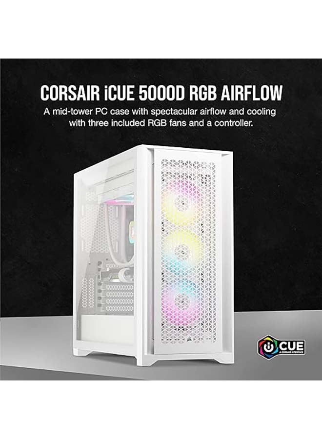 CORSAIR iCUE 5000D RGB Airflow Mid-Tower Case - 3X AF120 RGB Elite Fans - iCUE Lighting Node PRO Controller - High-Airflow Design - CORSAIR RapidRoute Cable Management System - True White White  - Image 2