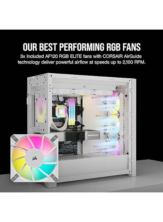 CORSAIR iCUE 5000D RGB Airflow Mid-Tower Case - 3X AF120 RGB Elite Fans - iCUE Lighting Node PRO Controller - High-Airflow Design - CORSAIR RapidRoute Cable Management System - True White White  - Image 4