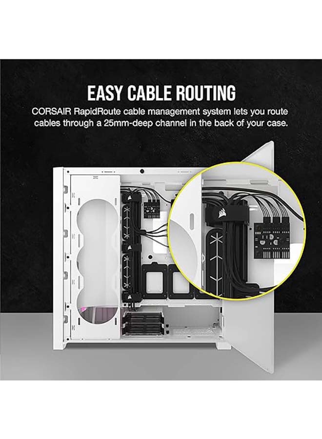 CORSAIR iCUE 5000D RGB Airflow Mid-Tower Case - 3X AF120 RGB Elite Fans - iCUE Lighting Node PRO Controller - High-Airflow Design - CORSAIR RapidRoute Cable Management System - True White White  - Image 5
