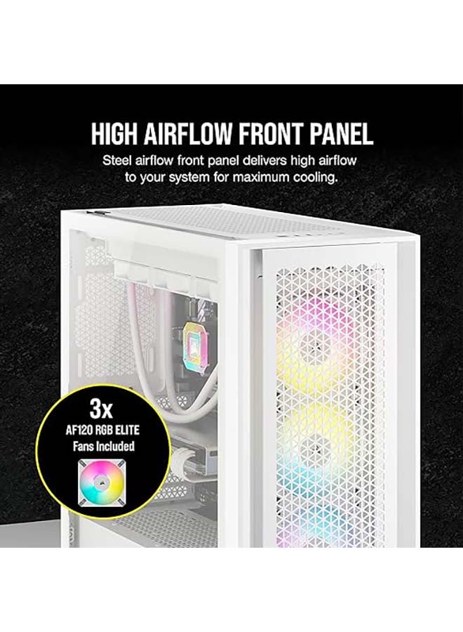 CORSAIR iCUE 5000D RGB Airflow Mid-Tower Case - 3X AF120 RGB Elite Fans - iCUE Lighting Node PRO Controller - High-Airflow Design - CORSAIR RapidRoute Cable Management System - True White White  - Image 3
