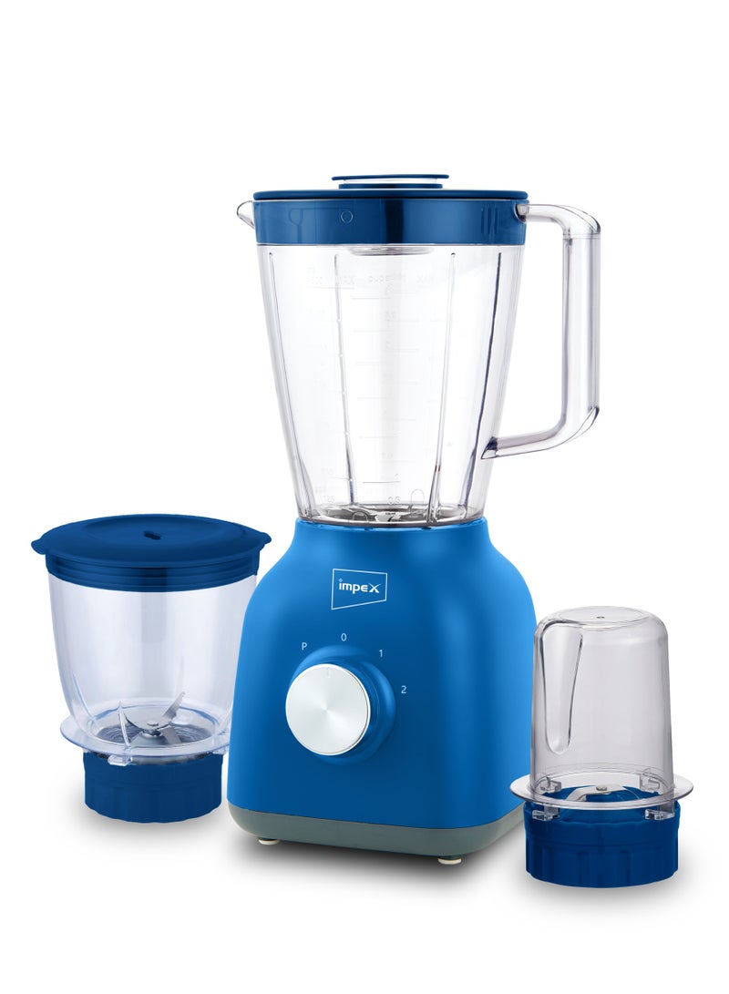 Impex - Blender Mixer Grinder with Mincer Mills Pulse rotation 2 Speed Control and Overheat Protection, 2 Years Warranty 1.5 L 400 W BL 3503BL Blue - Image 1