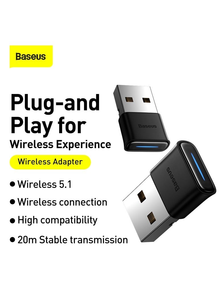 محول USB Bluetooth 5.1 للكمبيوتر الشخصي، محول بلوتوث للكمبيوتر المكتبي والكمبيوتر المحمول، نقل لاسلكي لسماعات الرأس ومكبرات الصوت ولوحة المفاتيح والفأرة والطابعات، يدعم أنظمة التشغيل Windows 11/10/8.1/8/7/XP