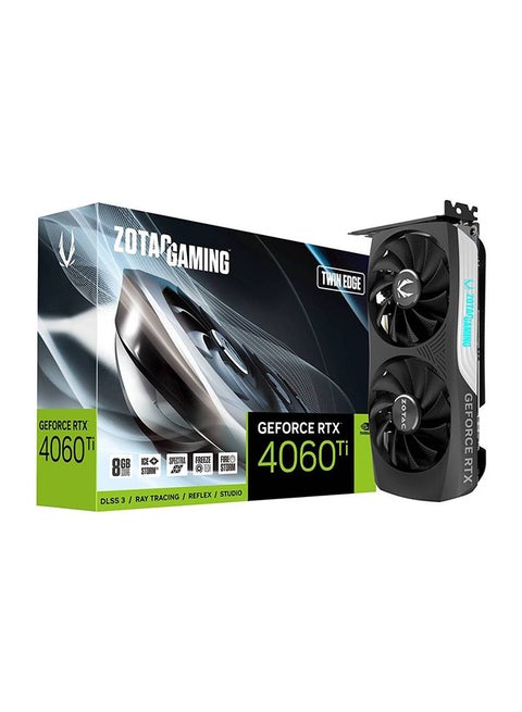 GAMING GeForce RTX 4060 Ti Twin Edge Graphics Card, 8GB GDDR6 128-bit Memory, 2535MHz Engine Clock, 4352 CUDA Cores, 18 Gbps Memory Clock, PCI E 4.0, 3*DisplayPort / 1*HDMI | ZT-D40610E-10M Black