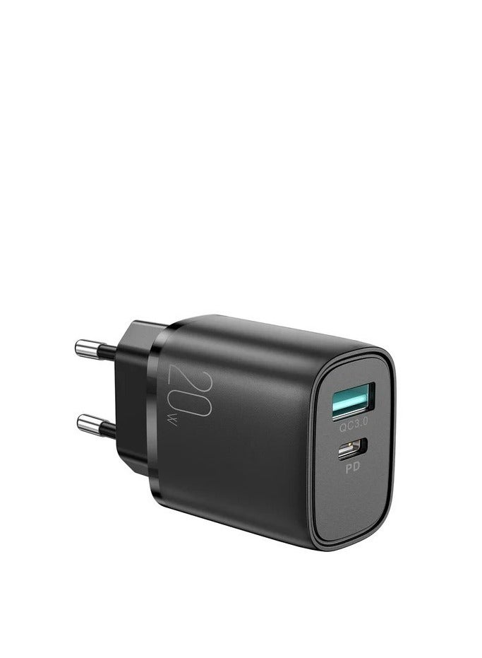 JOYROOM L-QP2011 20W Dual-Port (QC3.0+PD) Fast Charger - Black  - Image 1