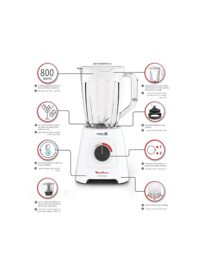 Moulinex Blendforce Xl Chopper, 2 Speed - 800 W LM42X2EG White  - Image 4