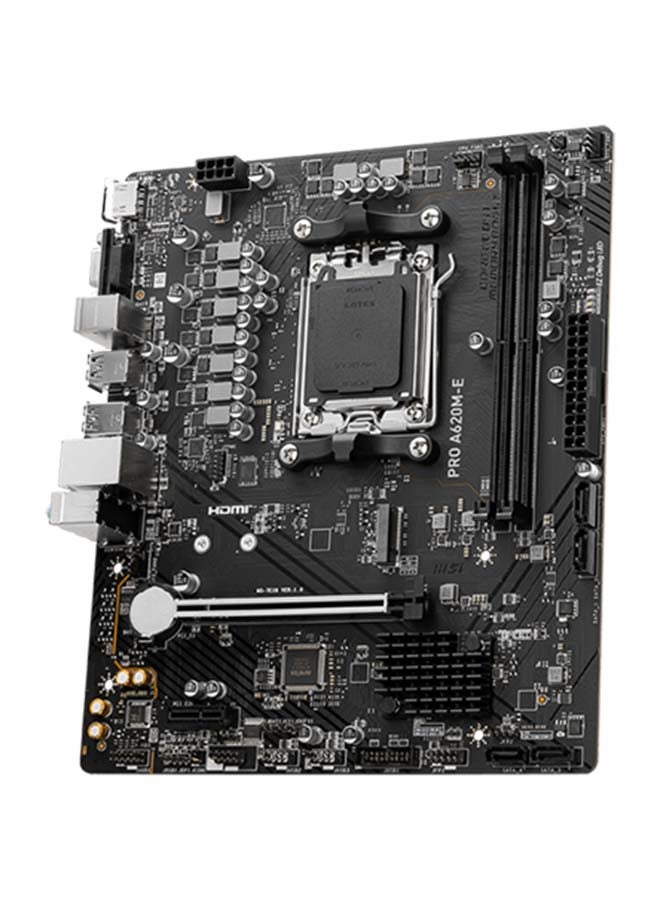 MSI - MSI PRO A620M-E AM5 mATX Motherboard, AMD A620 Chipset, 2x DDR5 / 96GB Max Memory, 1x PCI-E x16, 1x M.2, RTL8111H Gigabit LAN, 2x USB 3.2 Type-A, 1x HDMI / 1x VGA | 911-7E28-001 - Image 1