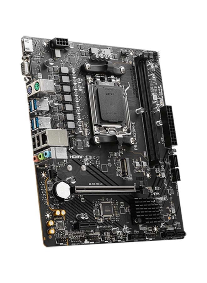 MSI - MSI PRO A620M-E AM5 mATX Motherboard, AMD A620 Chipset, 2x DDR5 / 96GB Max Memory, 1x PCI-E x16, 1x M.2, RTL8111H Gigabit LAN, 2x USB 3.2 Type-A, 1x HDMI / 1x VGA | 911-7E28-001 - Image 1