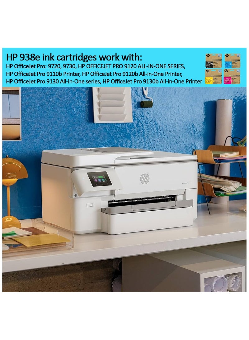 HP 938e Combo Pack High Yield EvoMore Original Ink For With OfficeJet Pro 9130, And 9730 Printers Black/Cyan/Magenta/Yellow  - Image 2