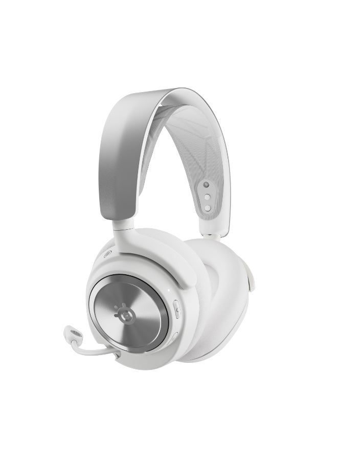 Arctis Nova Pro Wireless Multi-System Gaming Headset, 40mm Neodymium Drivers, ClearCast Gen2 Retractable Mic, Active Noise Cancellation, 360° Spatial Audio, PC & PS5, White | 61524