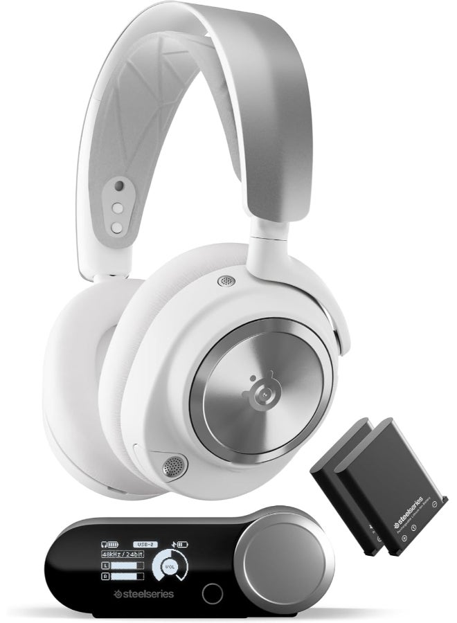 steelseries Arctis Nova Pro Wireless Multi-System PlayStation Gaming Headset - Neodymium Magnetic Drivers - Active Noise Cancellation - Infinity Power System - ClearCast Gen 2Mic - PC, PS5, Switch, Mobile - White - Image 1