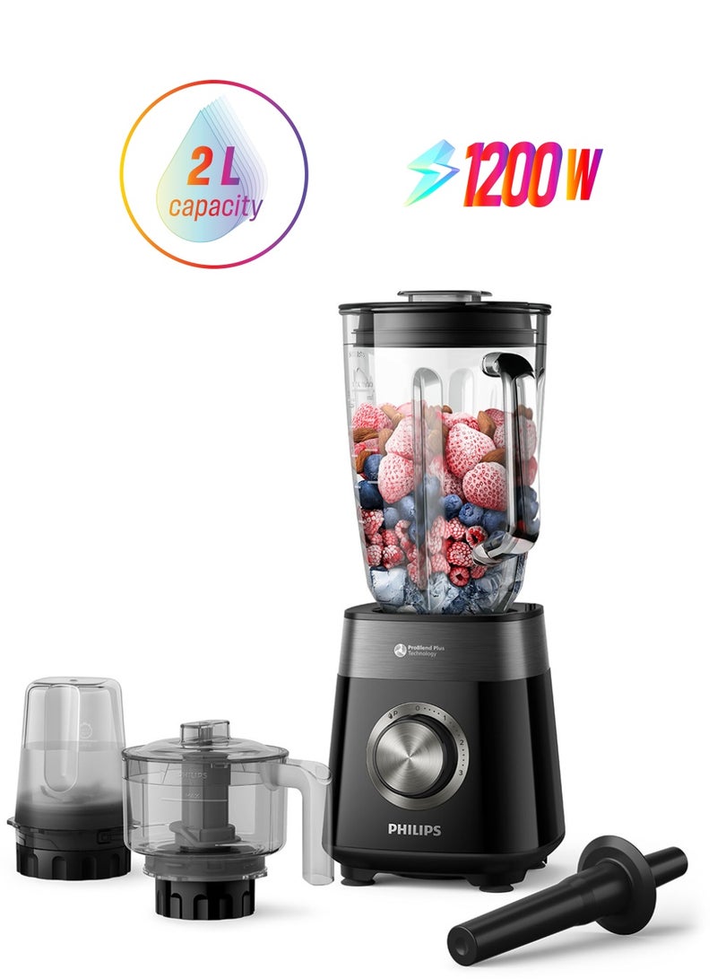 Philips - 5000 Series Blender,3 Speed+ Pulse, ProBlend Plus Technology, Chopper & Mill Attachment 2 L 1200 W HR3033/00 Black - Image 1