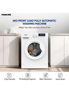NIKAI 6kg Front Loading Washing Machine | High Energy Efficiency | LED Digital Display & Chrome Door | Quick Wash | Auto Balancing Control | Silent Operation | Stainless Steel Drum 6 kg NWM600FN24 White  - Image 2