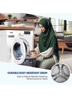 NIKAI 6kg Front Loading Washing Machine | High Energy Efficiency | LED Digital Display & Chrome Door | Quick Wash | Auto Balancing Control | Silent Operation | Stainless Steel Drum 6 kg NWM600FN24 White  - Image 5