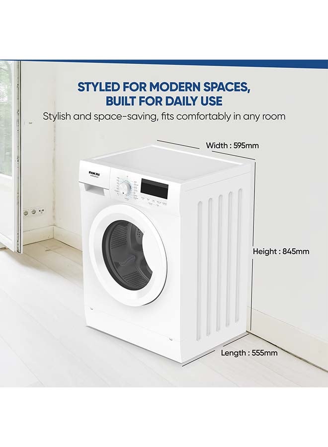 NIKAI - 6kg Front Loading Washing Machine | High Energy Efficiency | LED Digital Display & Chrome Door | Quick Wash | Auto Balancing Control | Silent Operation | Stainless Steel Drum 6 kg NWM600FN24 White - Image 1
