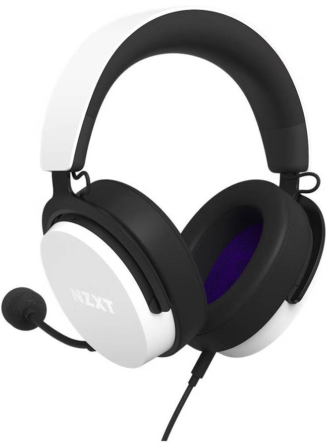 NZXT NZXT Relay Wired PC Gaming Headset, 40mm Drivers, Hi-Res Audio Certified, DTS Headphone, 7.1 Surround Sound, Lightweight & Comfortable Design, Detachable Microphone, White - Image 1