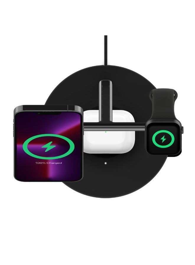 belkin BOOSTCHARGE PRO 3-IN-1 Wireless Stand Fast Charger W/15W MagSafe For Apple iPhone 15/14/13/12 Pro Max/Pro/Plus, Apple Watch Series Ultra SE/9/8/7/6/5/4/3/2/1 And AirPods/Airpods Pro - Black Black  - Image 5