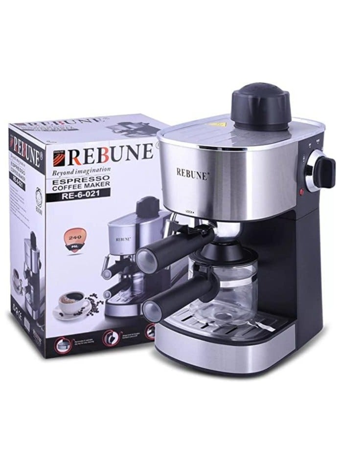 ماكينة اسبريسو 240 مل 800 وات RE-6-021 فضي