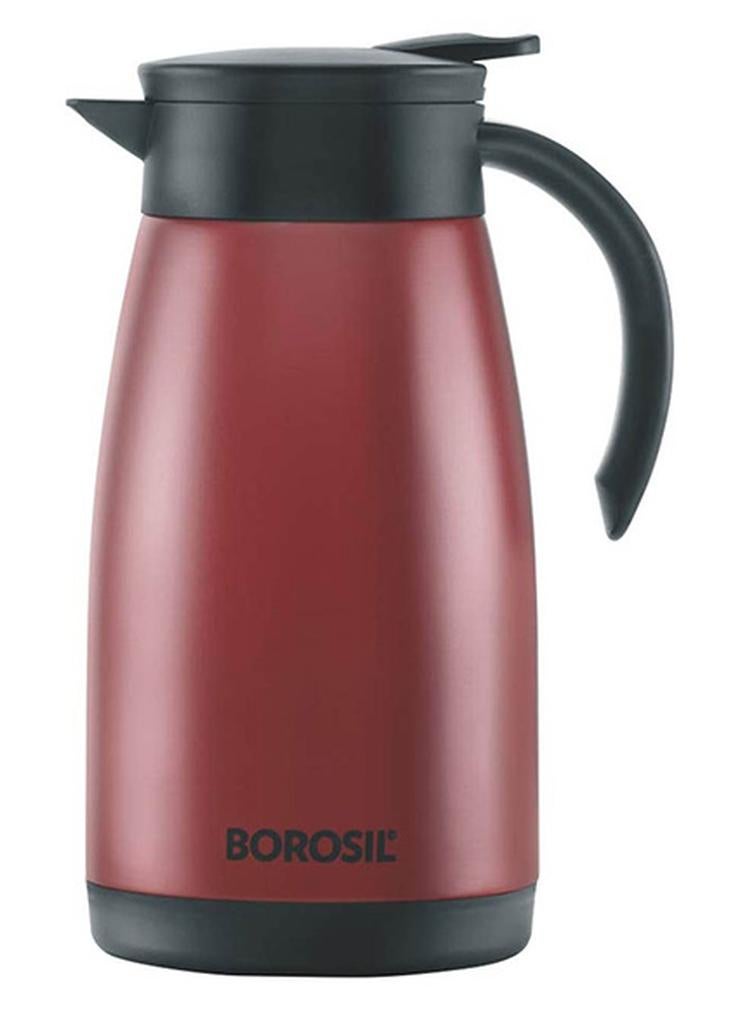 بوروسيل ابريق شاي بوروسيل المعزول بالفراغ من الفولاذ المقاوم للصدأ - 1 لتر أحمر - Image 1
