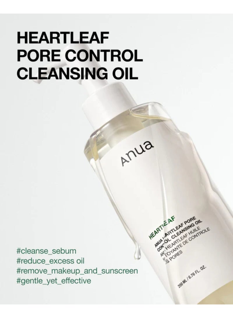 Anua - Heartleaf Pore Control Cleansing Oil, Oil Cleanser for Face, Makeup Blackhead Remover, Double Cleansing, Facial Cleanser, Mild Ingredients, Korean Skin Care 6.76 fl oz(200ml) 200ml - Image 1